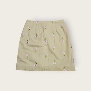 Vintage Y2k Lily Pulitzer green striped floral embroidered preppy mini skirt